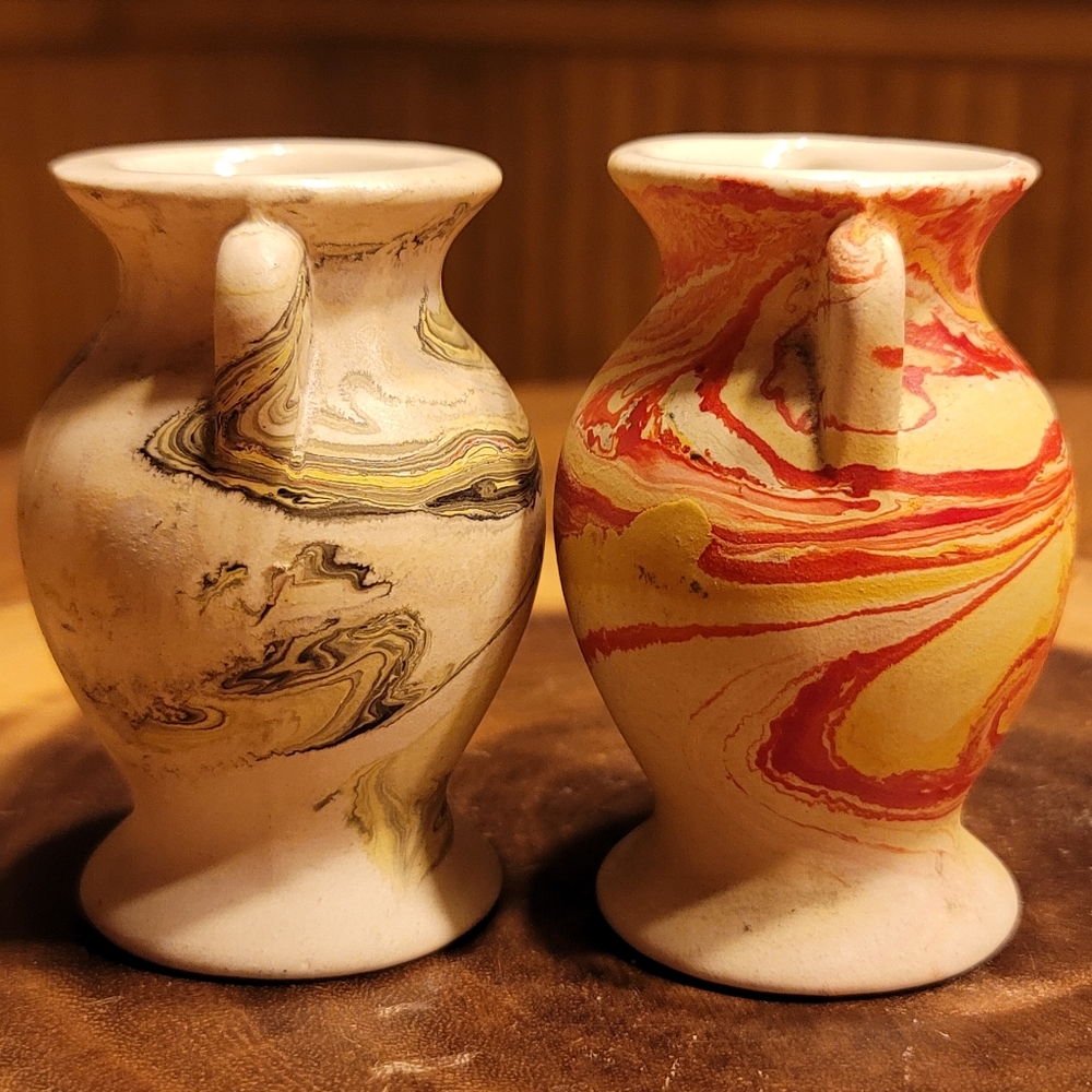 Antique 1920s Morton End Of Day Pottery Mini Vases Set Of 2 - Picture 6 of 11